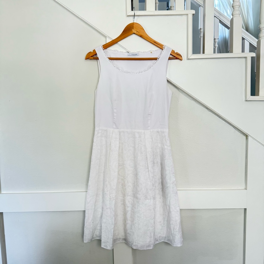 T Tahari White Midi Sleeveless Dress size 6